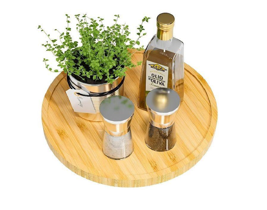 Bandeja Bambu Bandejas Para Servir Bandeja Redonda Mini 24cm-3
