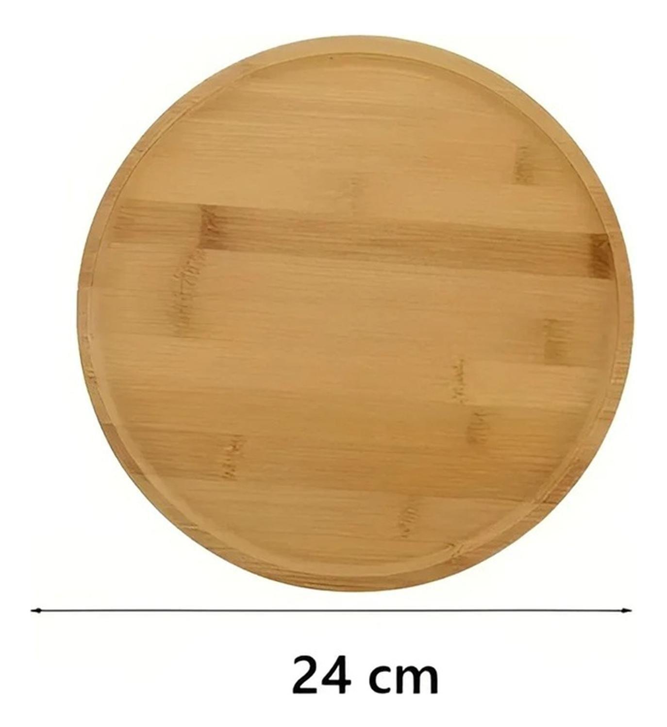 Bandeja Bambu Bandejas Para Servir Bandeja Redonda Mini 24cm-2