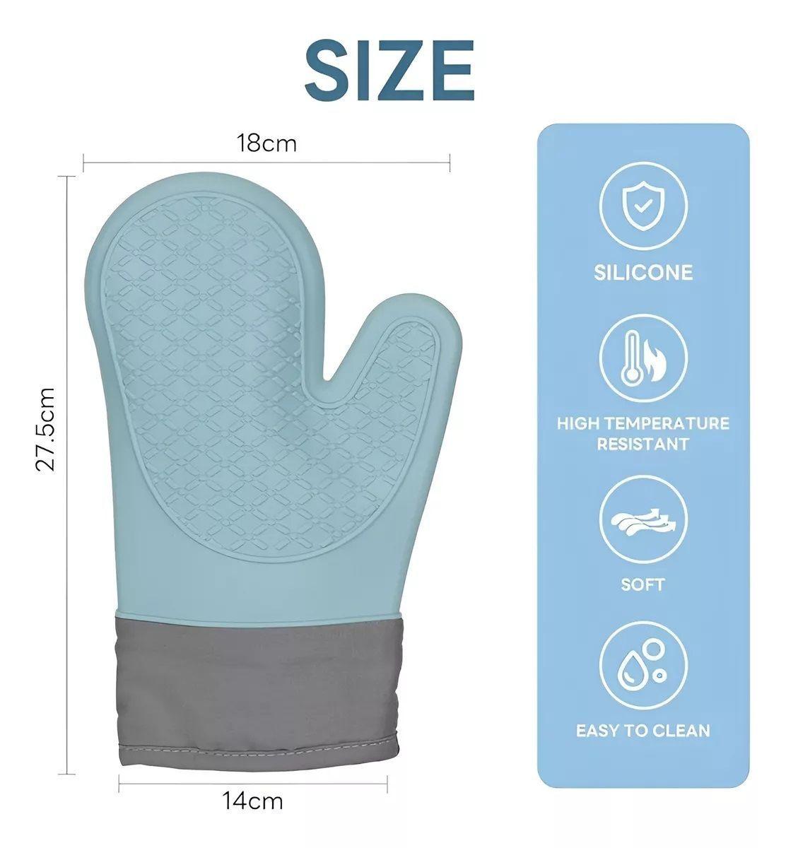 Guante Silicona Para Horno Toma Olla Guantes Cocina 27 Cm Turquesa-2