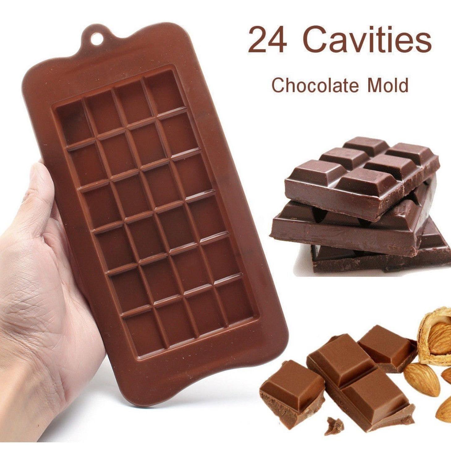 Pack X6 Moldes De Chocolate Barra De Chocolate Silicona Bordó-3