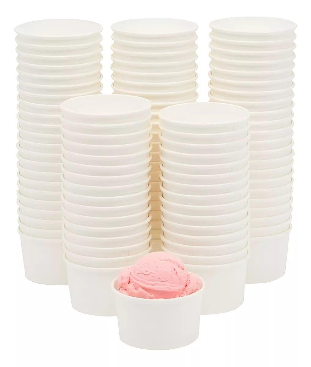 100 Vasos Polipapel Helado Vasos Pote Helado Desechables 4oz-6