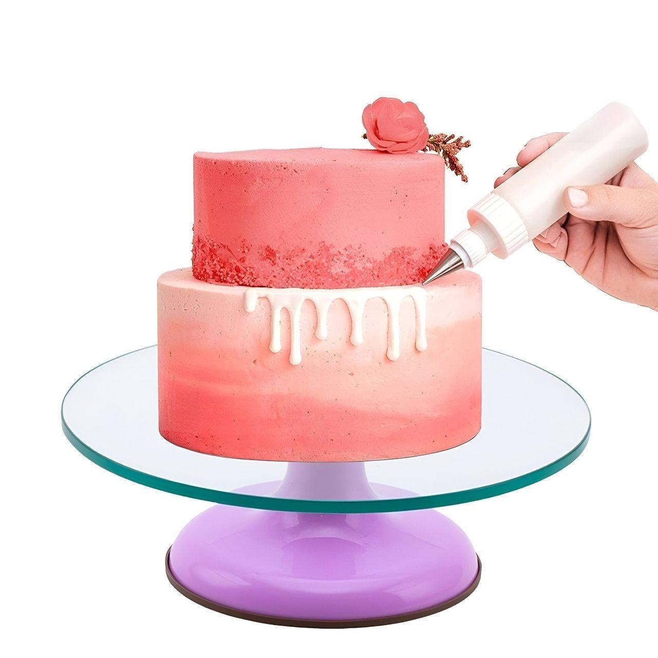 Base Giratoria Tortas Plato Giratorio Base Vidrio 30cm base violeta -5