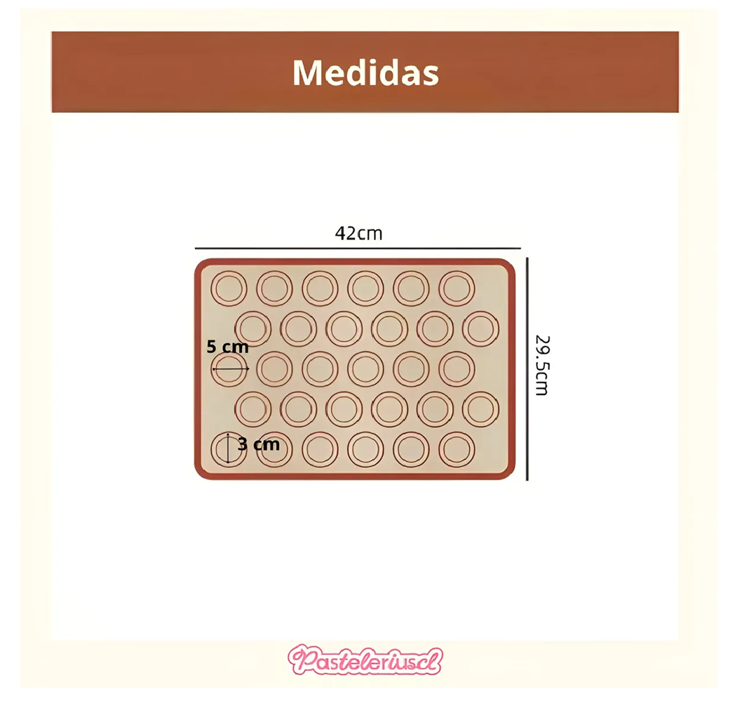 Lamina De Silicona Horno Silpat Silicona Tapete 30 Macarrons Rojo Con Beige-3