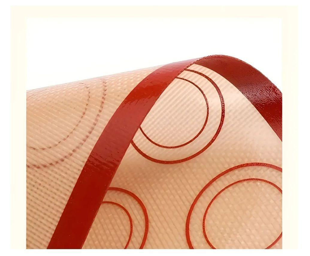 Lamina De Silicona Horno Silpat Silicona Tapete 30 Macarrons Rojo Con Beige-5