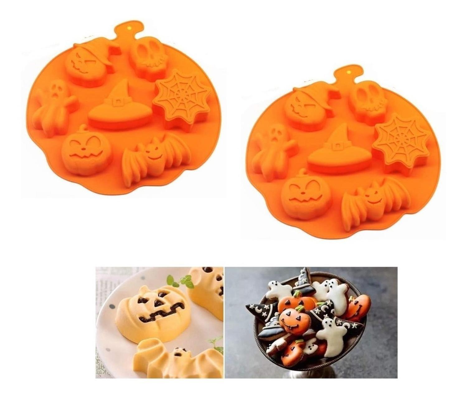 X2 Moldes Halloween Moldes Silicona Halloween De Calabaza 7 Naranja-0