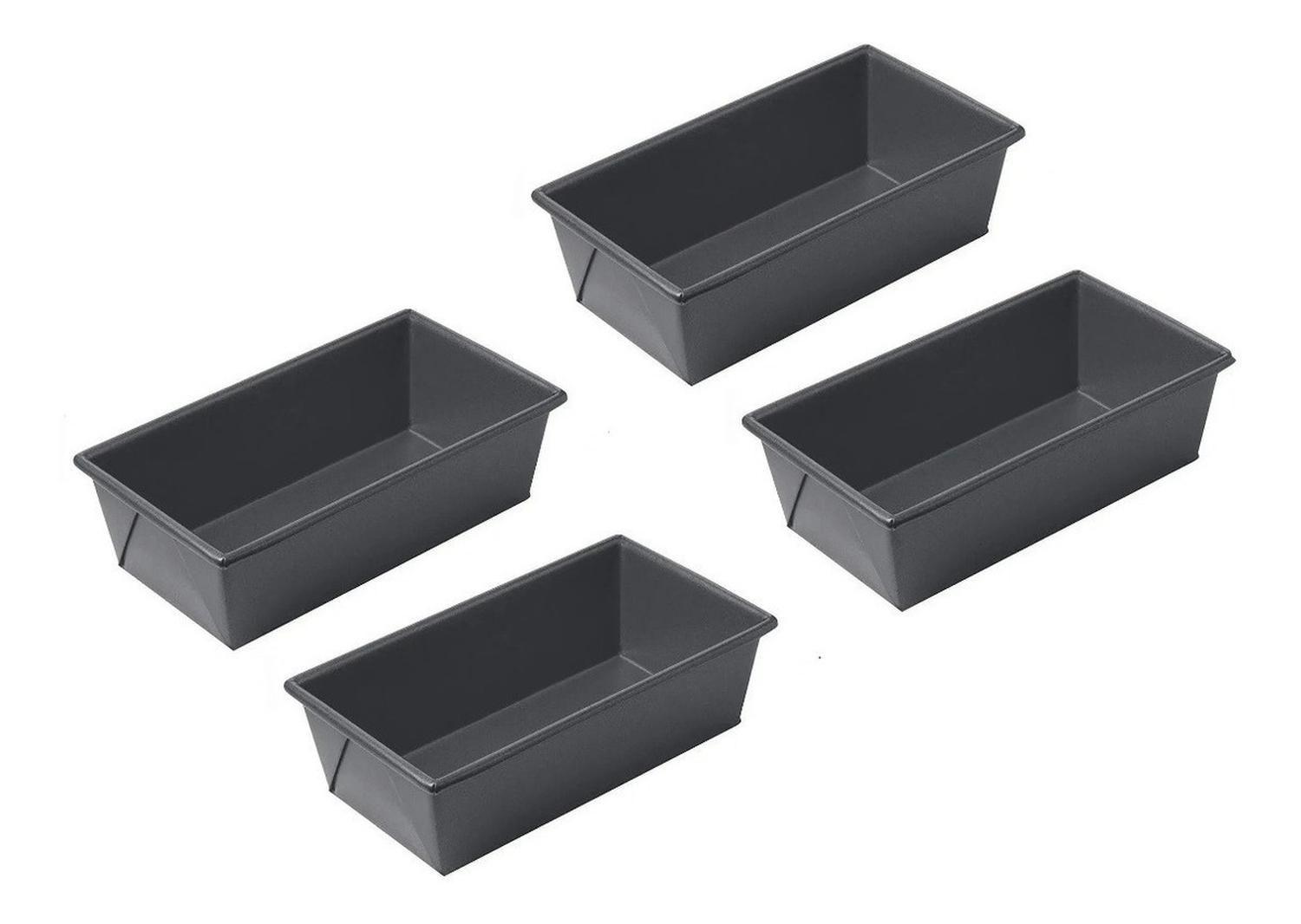 Pack X4 Molde Pan Molde Para Pan De Molde Rectangular 20cm Gris-0