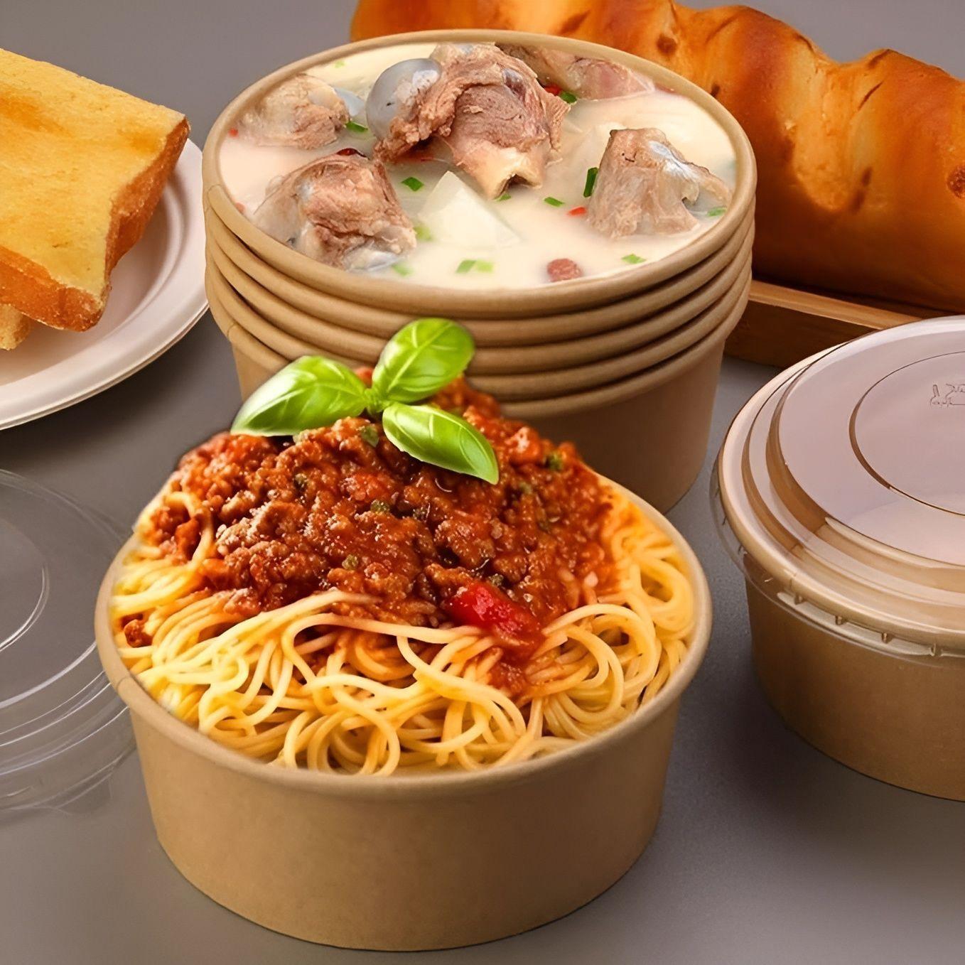 Pack X100 Bowl Con Tapa Bowls Plastico Polipapel Kraft 500cc-4