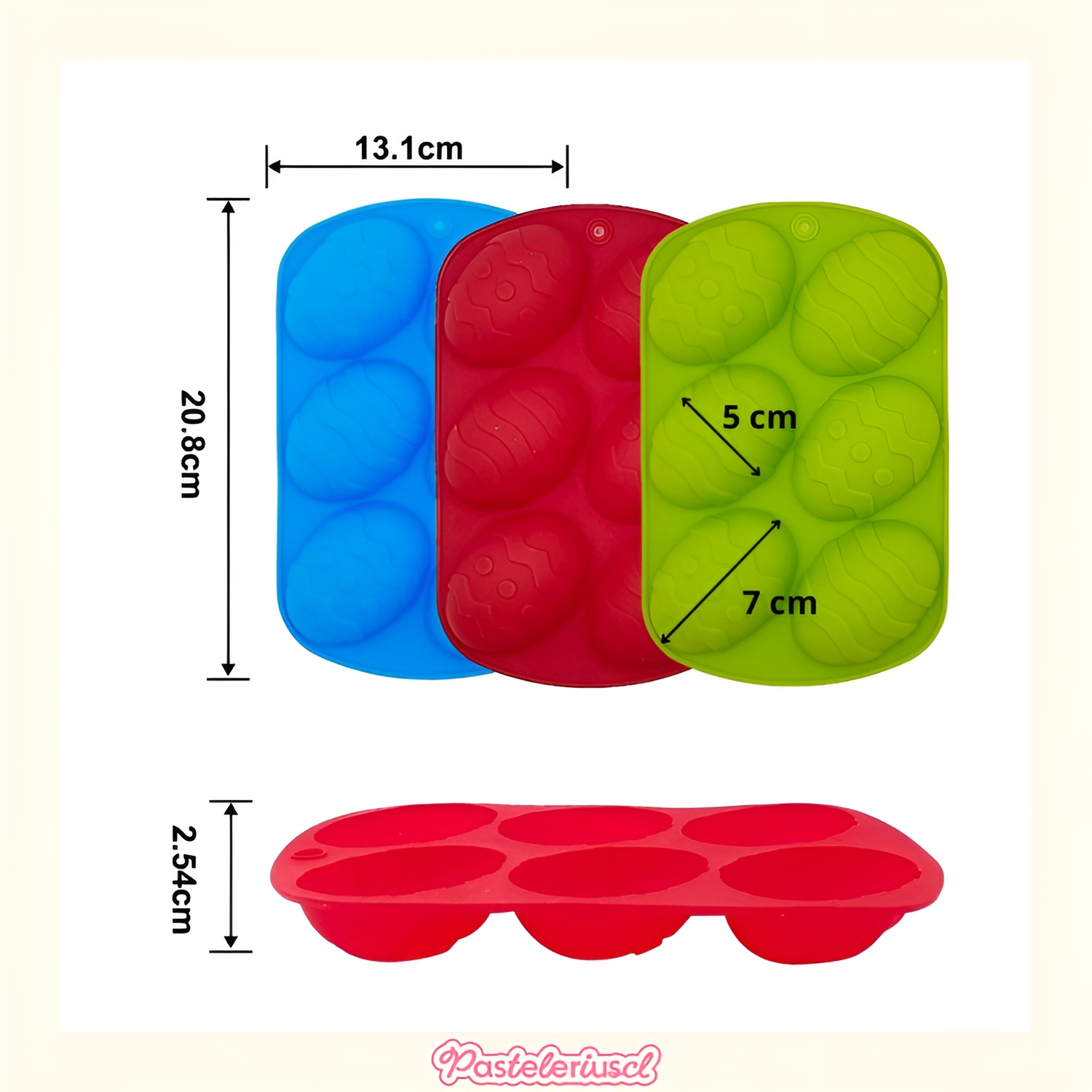 Moldes de silicona para huevos de Pascua 6cav huevos grandes para rellenar Molde de silicona-2