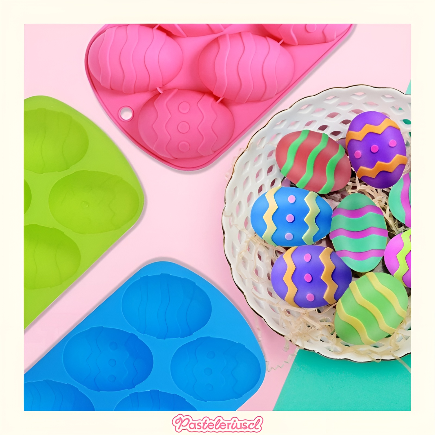 Moldes de silicona para huevos de Pascua 6cav huevos grandes para rellenar Molde de silicona-9