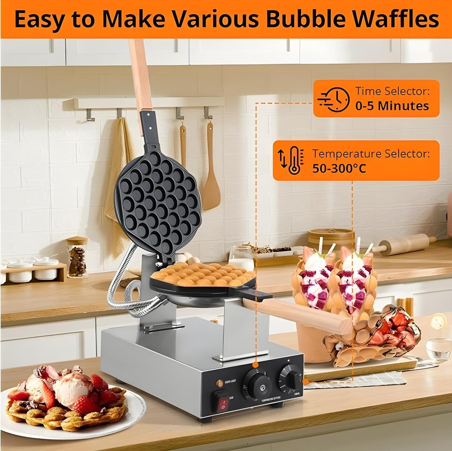 Maquina Para Waffles Wafleras Con Formas Waffle Burbuja-4