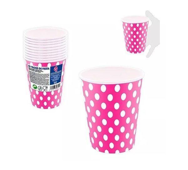 Pack X10 Vasos Desechables Cumpleaños fucsia-5