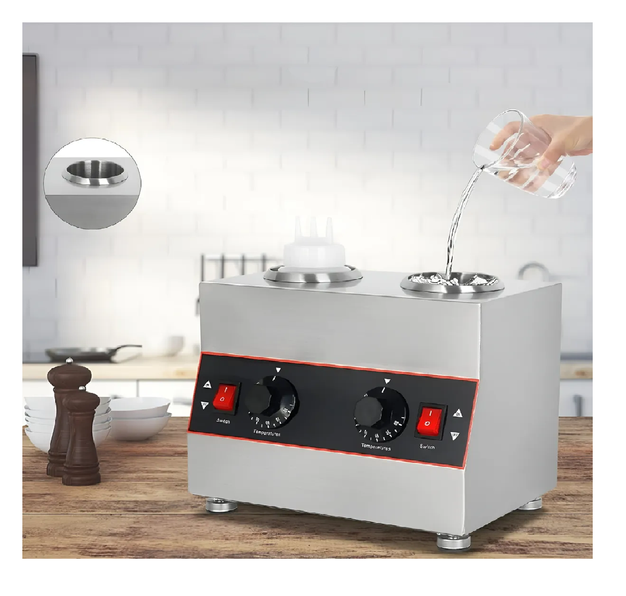 Dispensador Salsas Botellas Dispensadoras Envases 650ml Calentador De Botellas Calentador Eléctrico-5