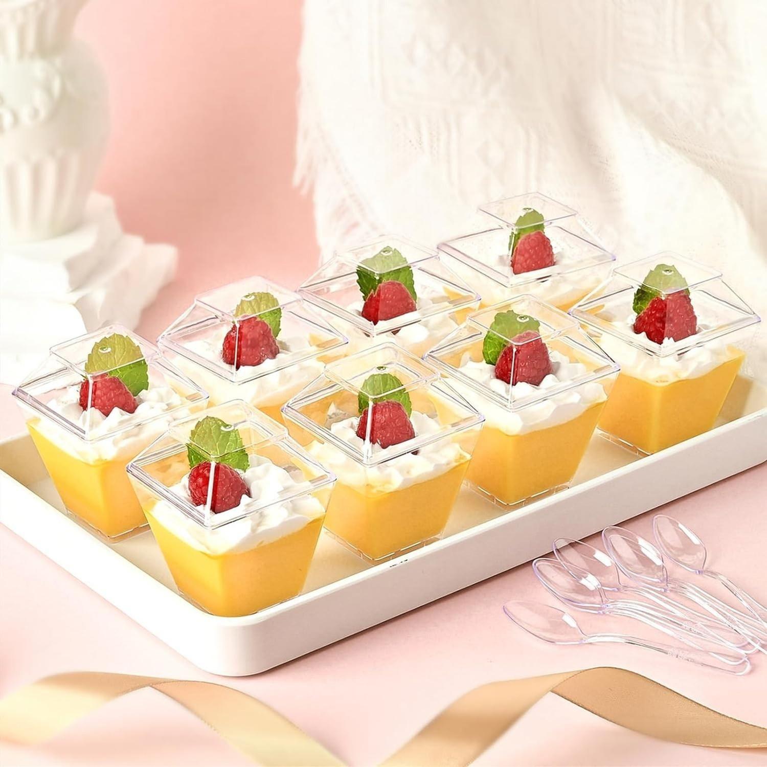 20 Vasos Para Postres Set De Vasos Shot Postres C/tapa 220ml Transparente-3
