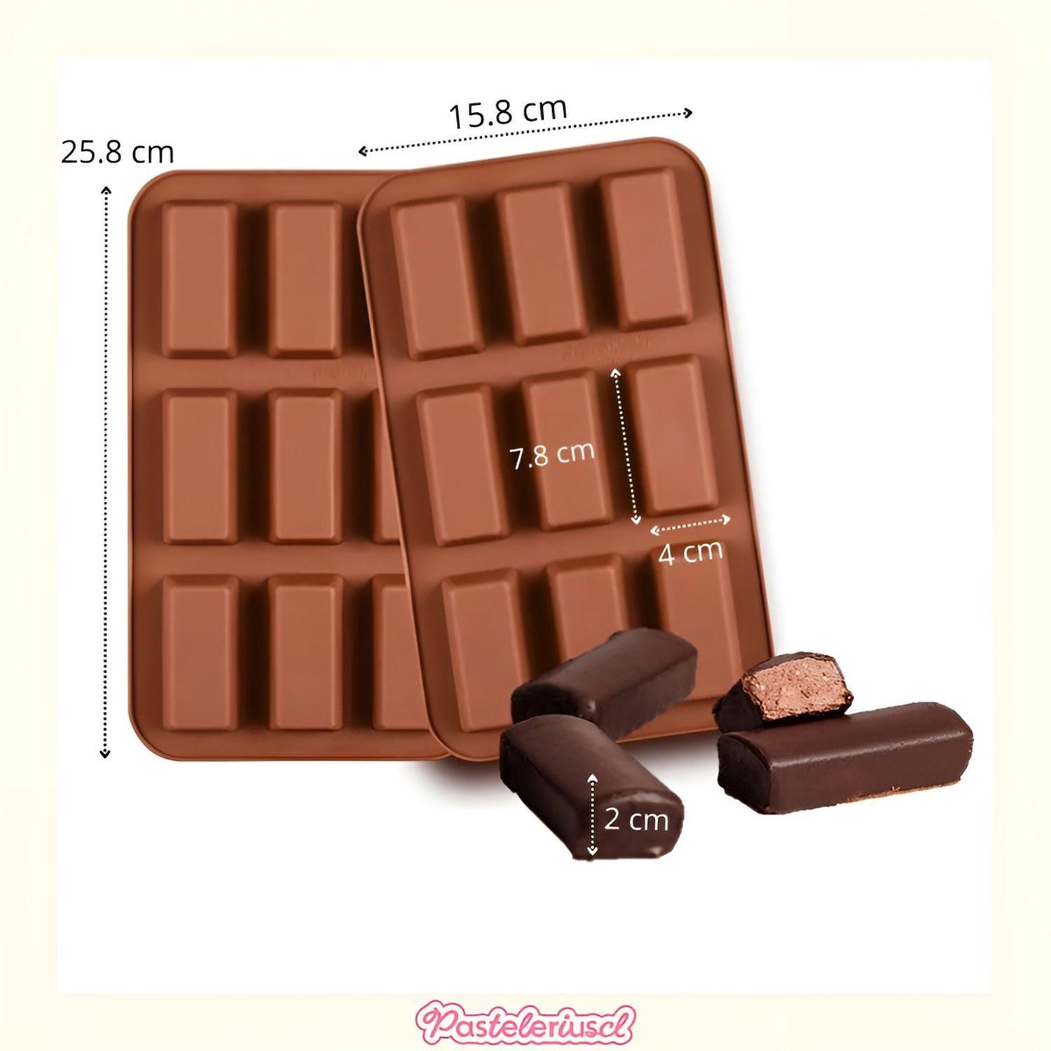 2 Moldes Silicona Chocolate Molde De Silicona Barra Cereal Marrón-2