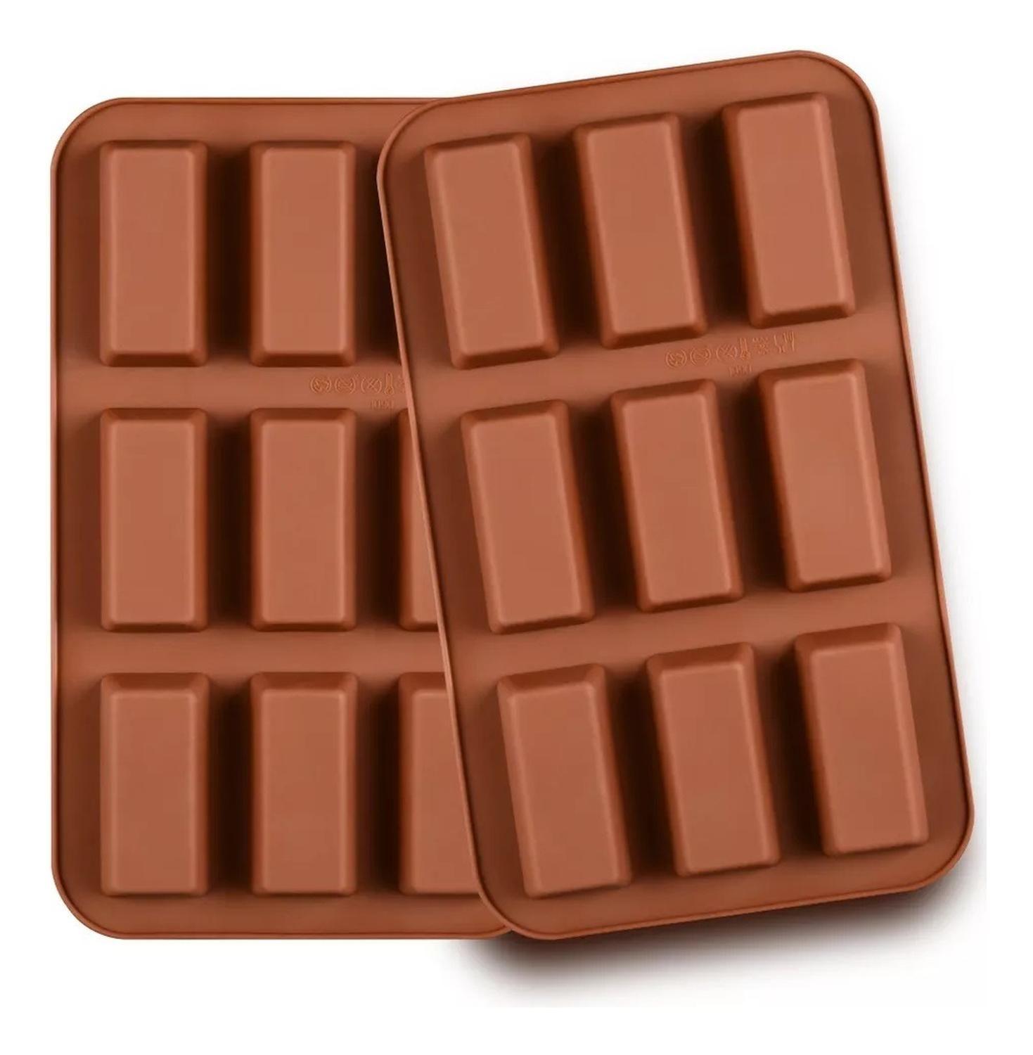 2 Moldes Silicona Chocolate Molde De Silicona Barra Cereal Marrón-5
