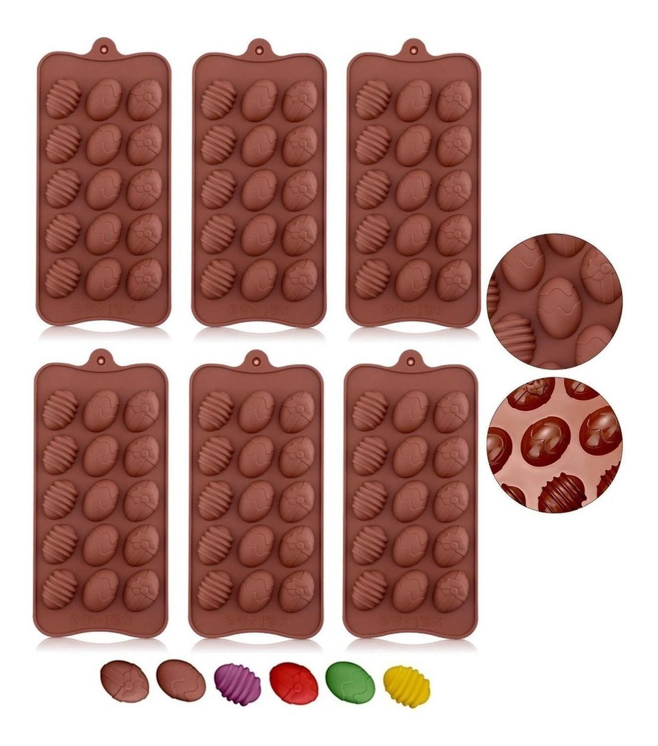 6 Moldes Para Huevos De Pascua Molde Huevo Chocolate Huevito Marrón-0