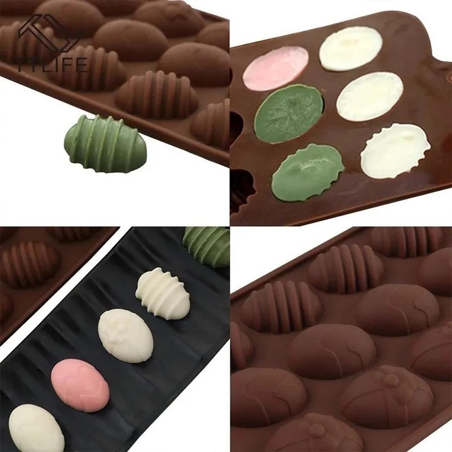 6 Moldes Para Huevos De Pascua Molde Huevo Chocolate Huevito Marrón-3