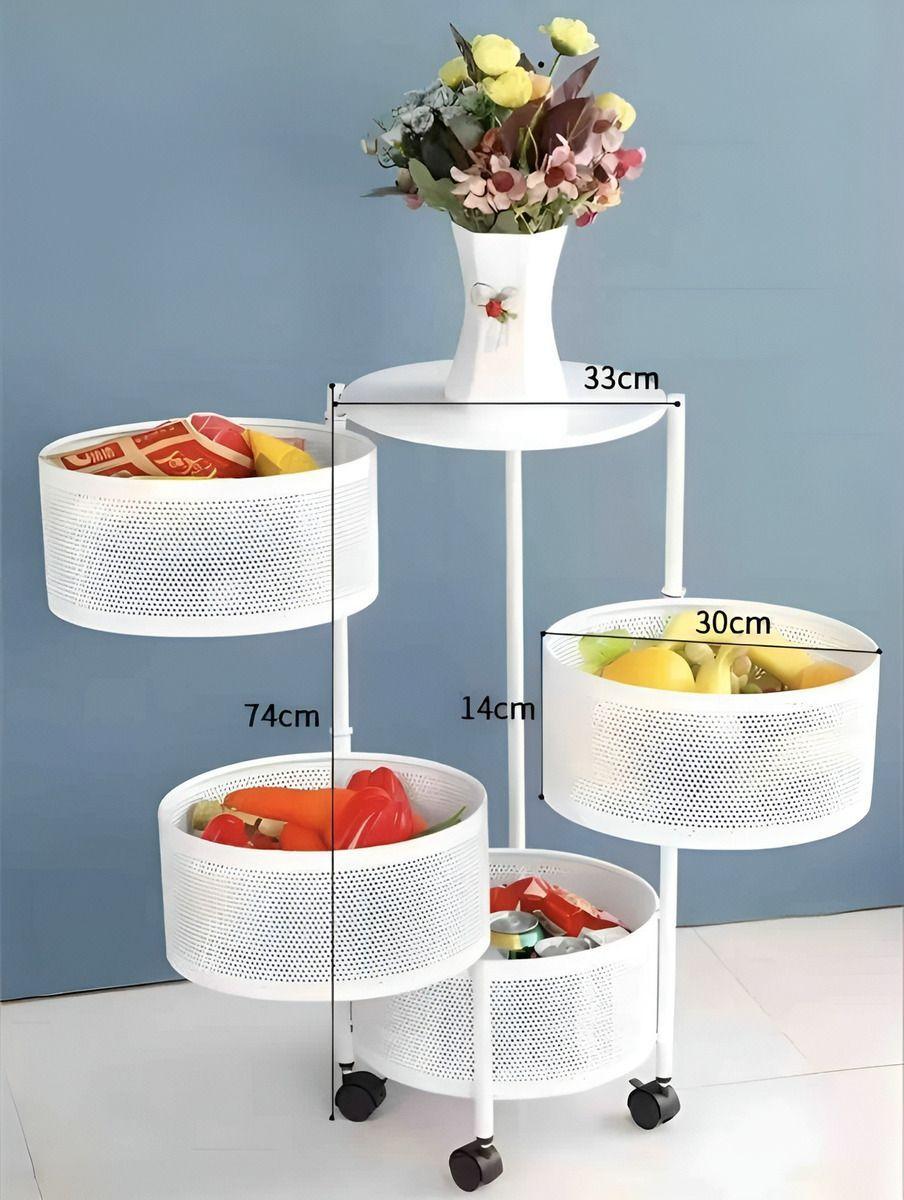 Organizador De Verduras Carrito Organizador Blanco 4 Niveles Carrito Organizador Blanco Estante-2