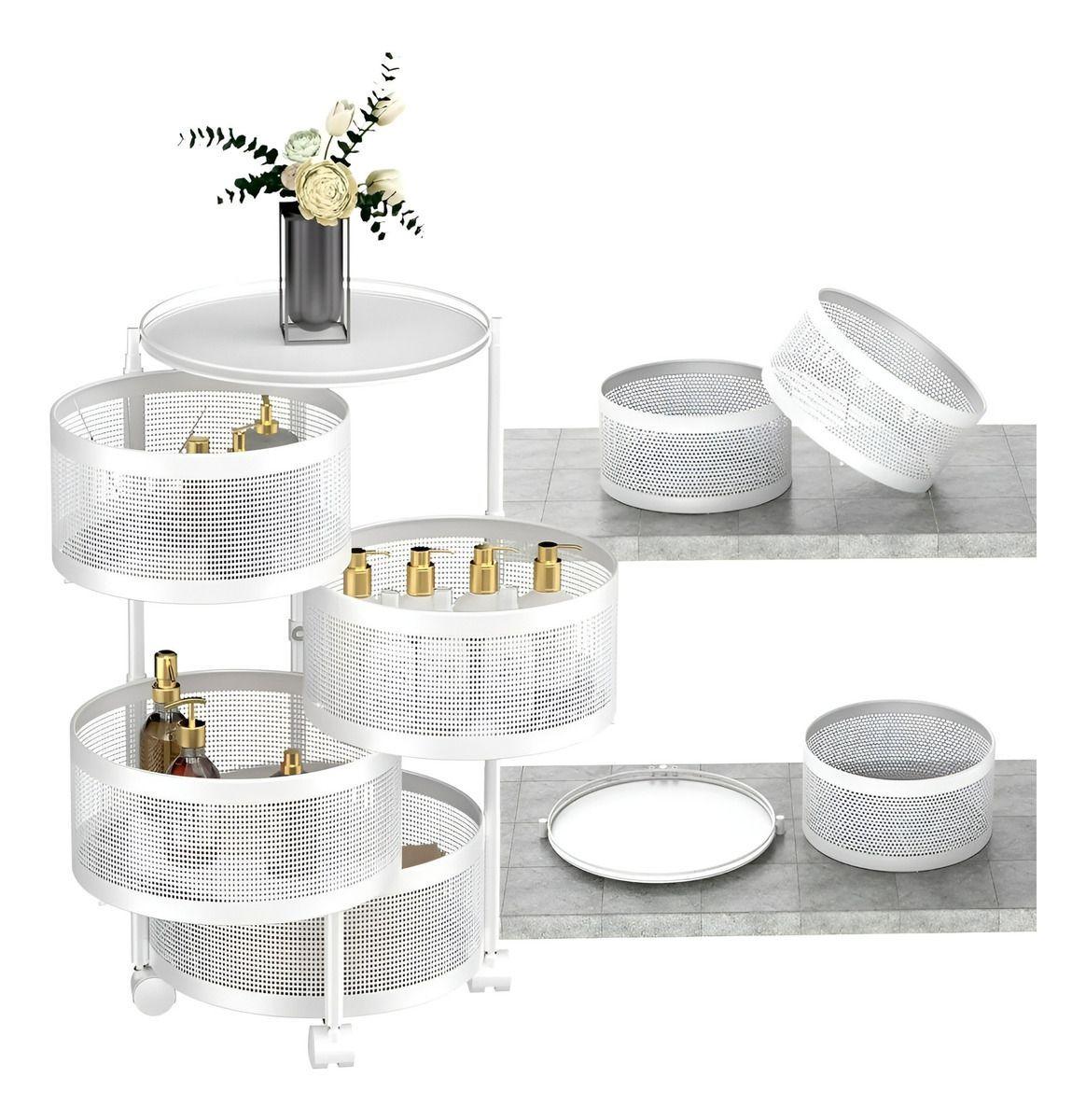 Organizador De Verduras Carrito Organizador Blanco 4 Niveles Carrito Organizador Blanco Estante-3