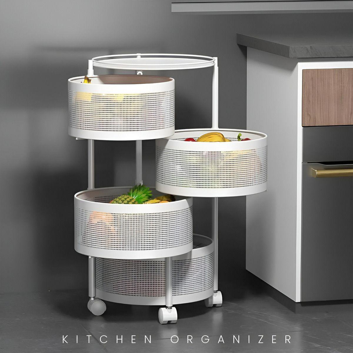 Organizador De Verduras Carrito Organizador Blanco 4 Niveles Carrito Organizador Blanco Estante-6