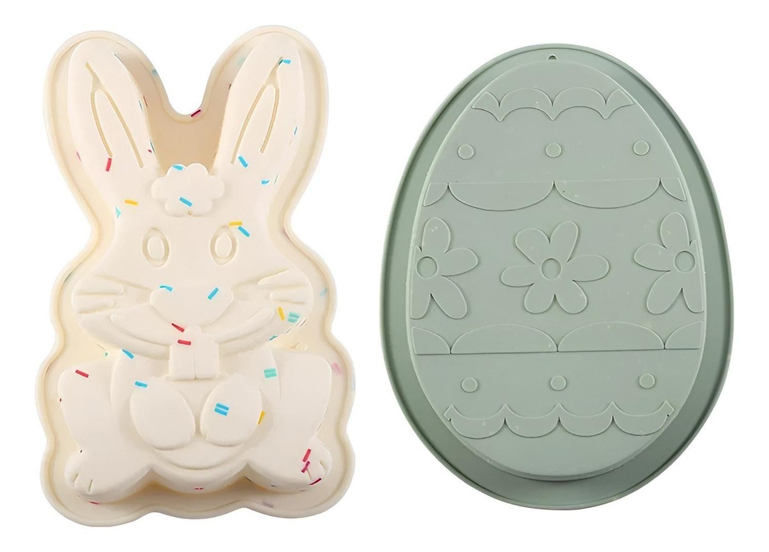 Packx2 Molde Conejo De Pascua Molde Huevo De Pascua Silicona Surtido-0