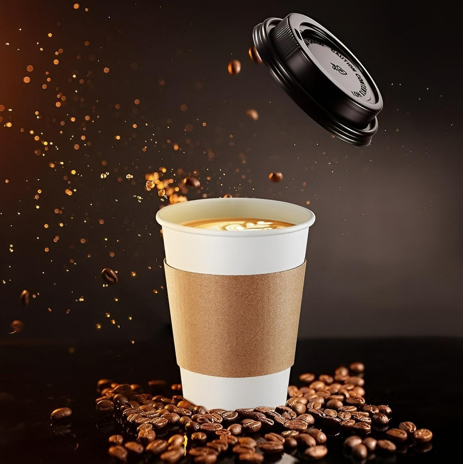 Vaso Cafe Polipapel Vaso Kraft Vaso C/tapa+manga 12oz 200und Blanco / Vaso 12oz-8