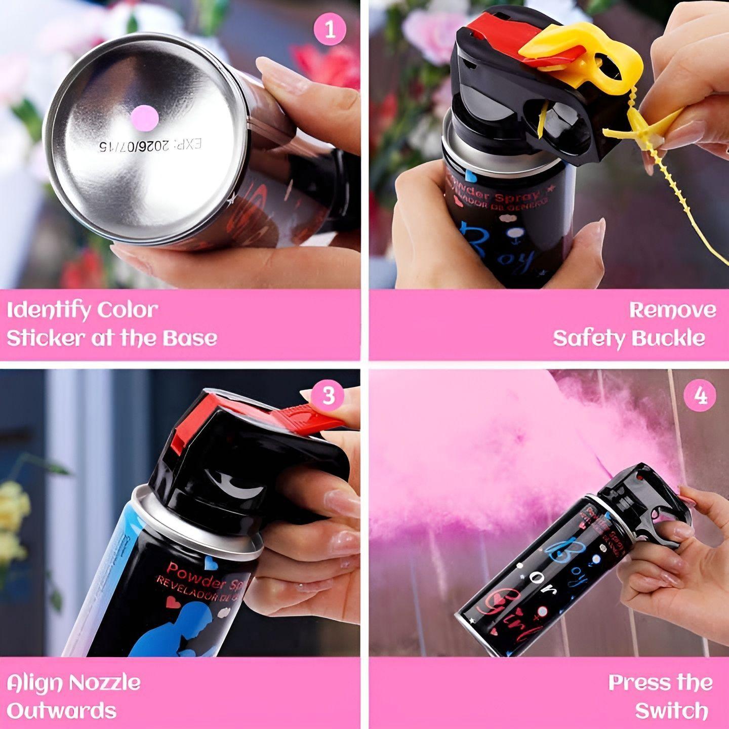 Set 4 Extintor Humo Revelacion De Genero Cañon Spray Color-5