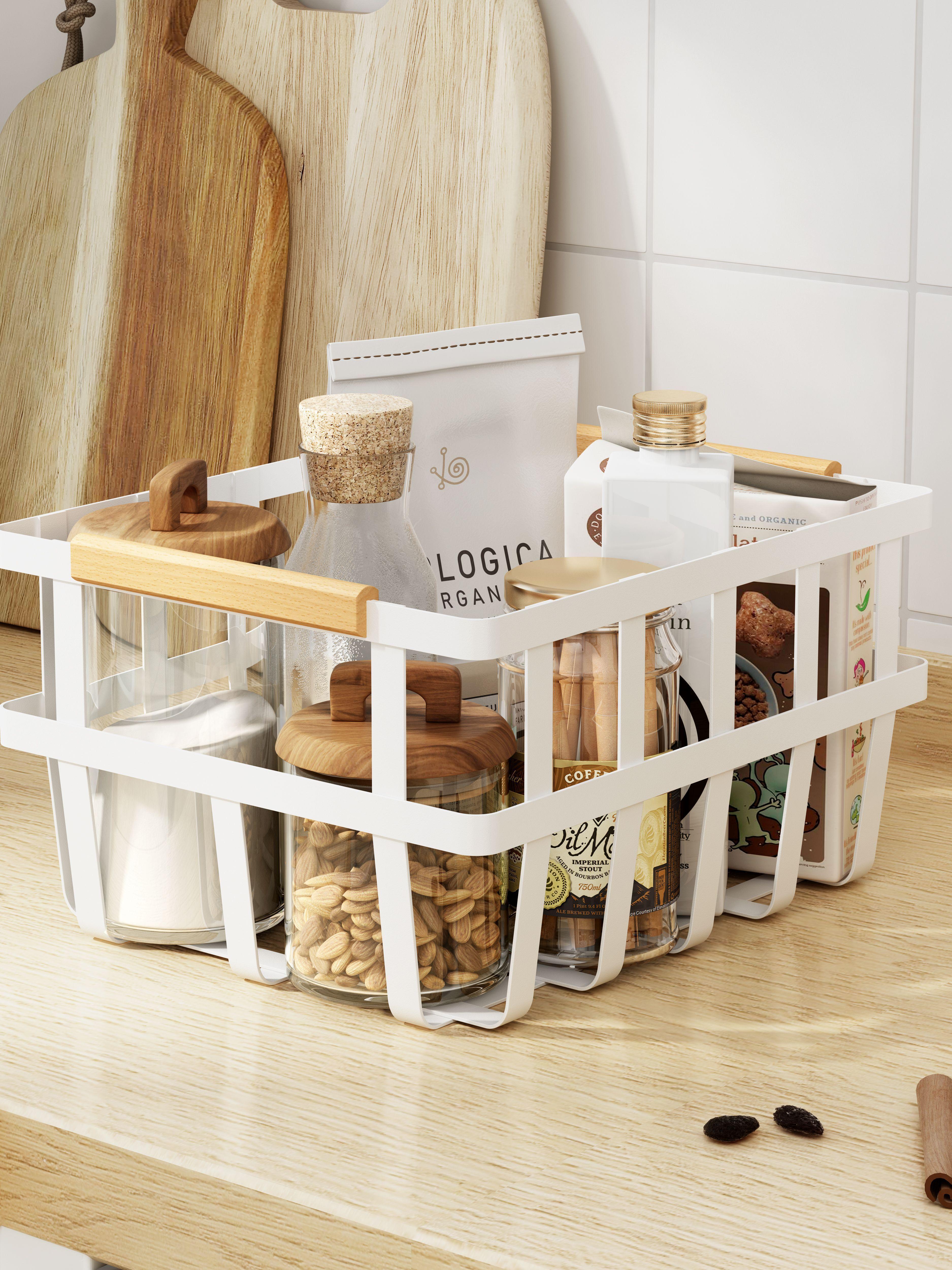 Canasta Metálica Organizadora Con Asas Bamboo-1