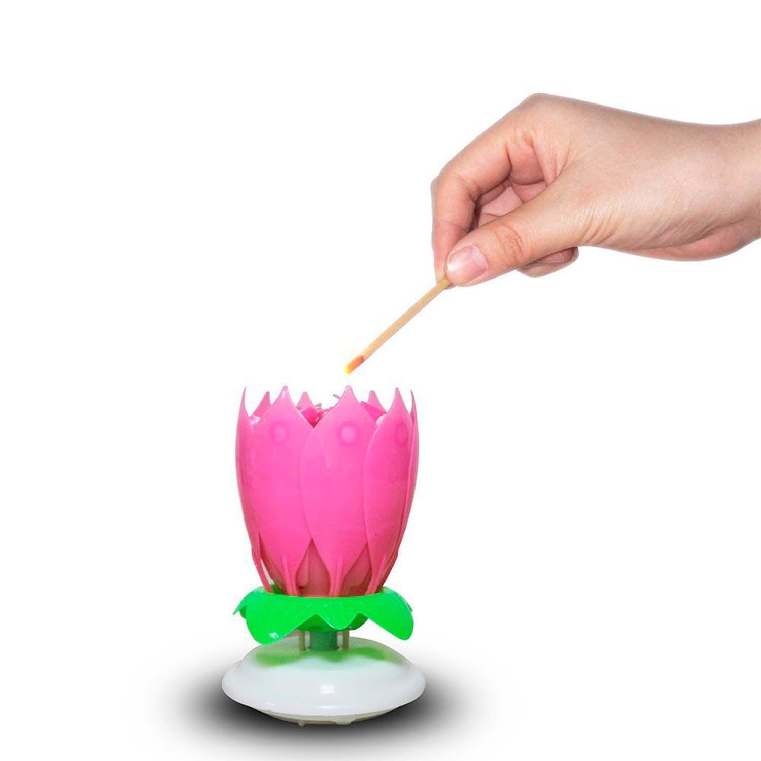 Vela Flor De Loto Musical Para Cumpleaños-3