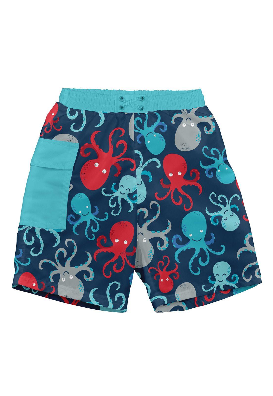 Traje De Baño Con Pañal de agua Reusable Short Azul Pulpo Iplay-0