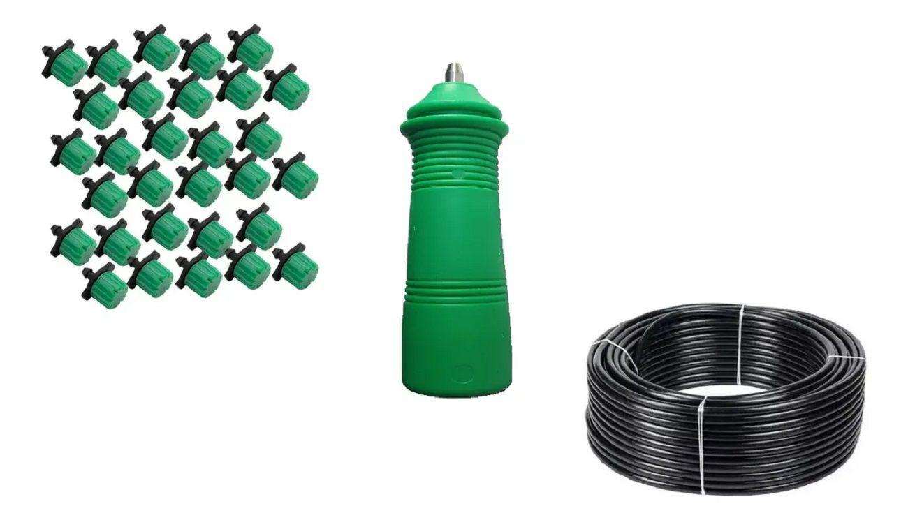 Cañeria Poliet 3/4 100mts + Perforador 3mm + Gotero V 100un-0