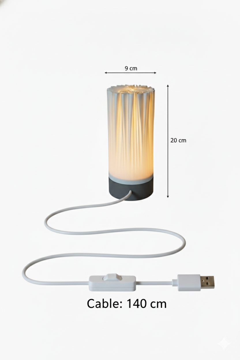 Lampara De Mesa Led Usb 20 Cm Diseno Organico Minimalista-3