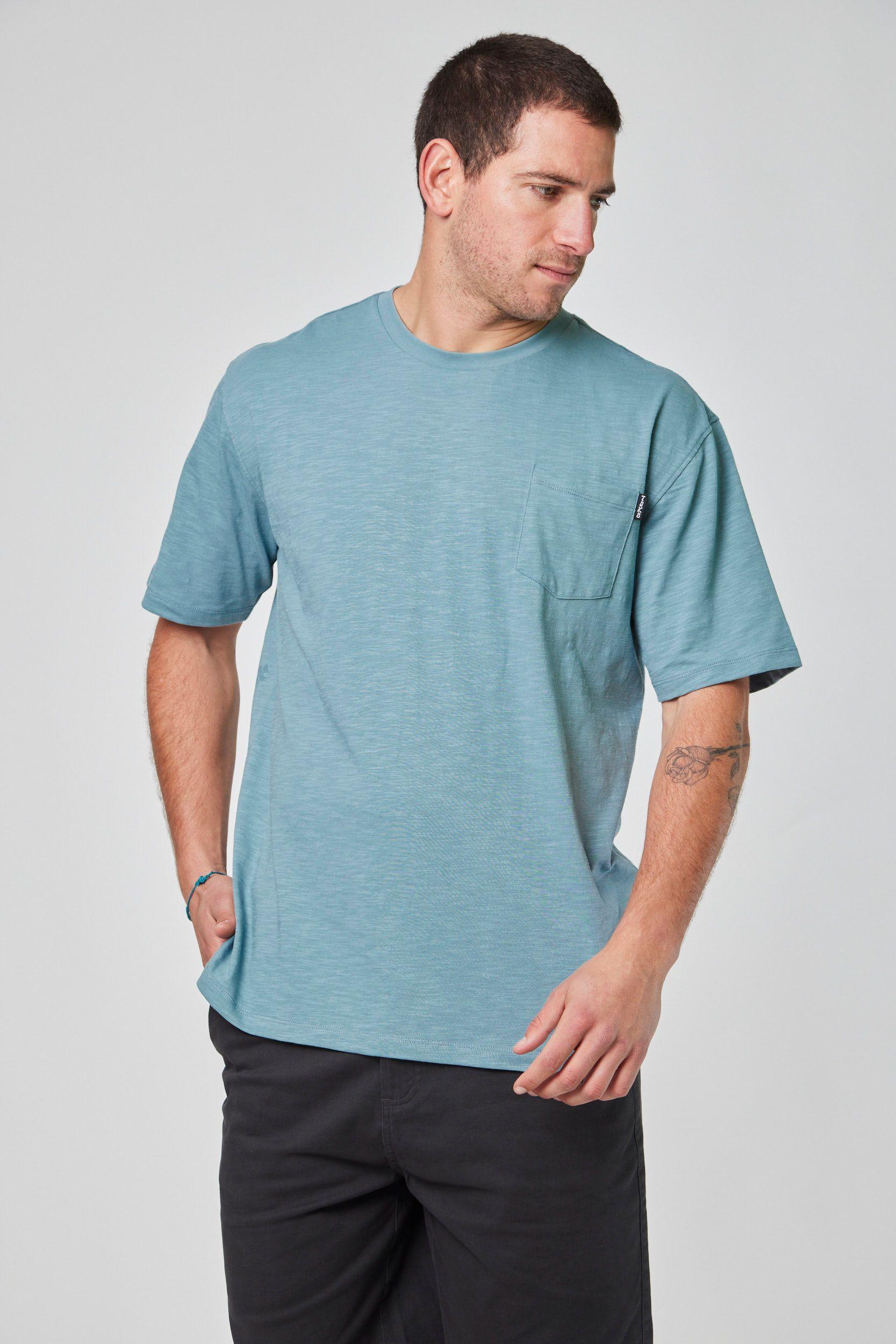 Polera MC Bolsillo Celeste-2