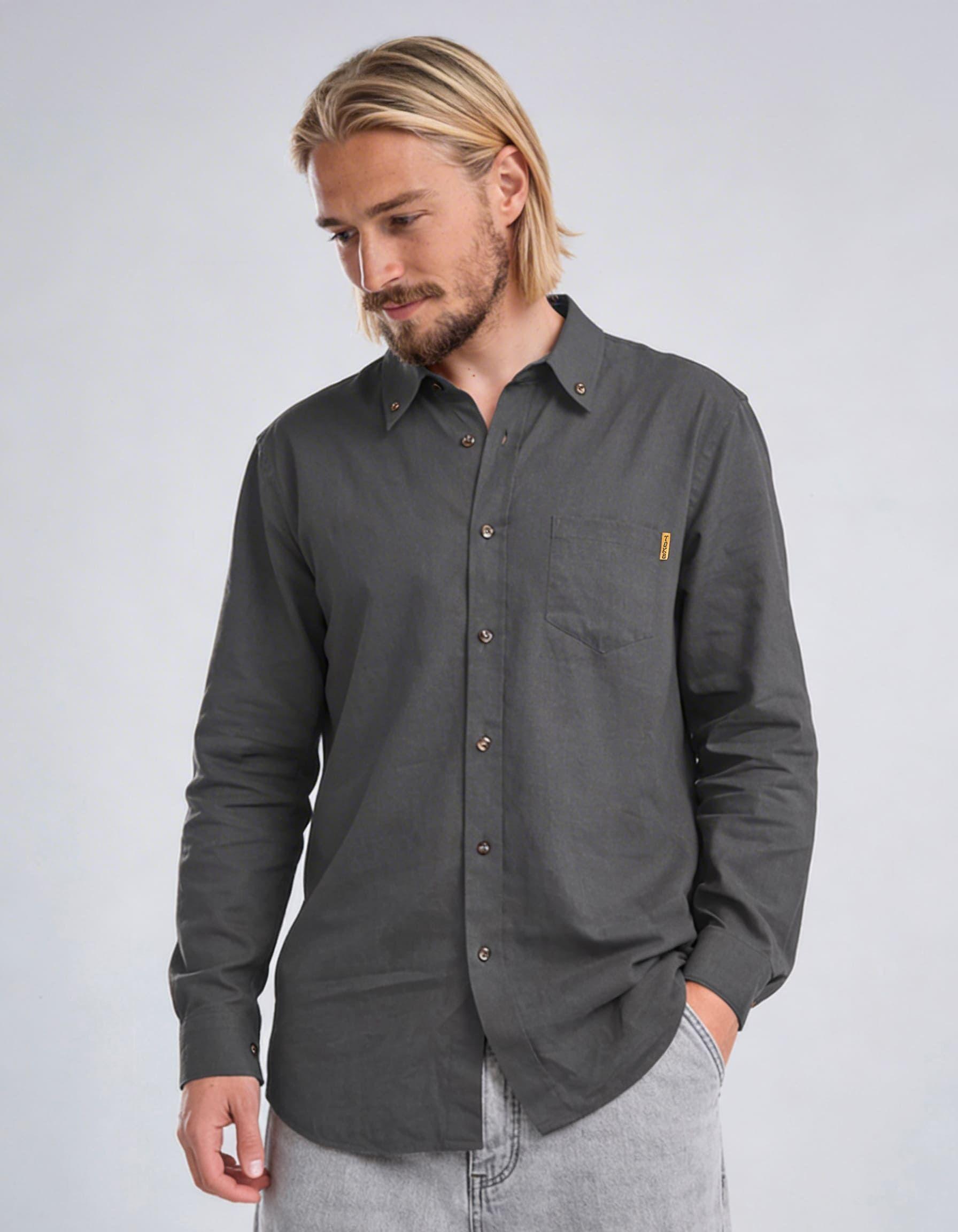 Camisa Hombre Solid Gris Oscuro-0