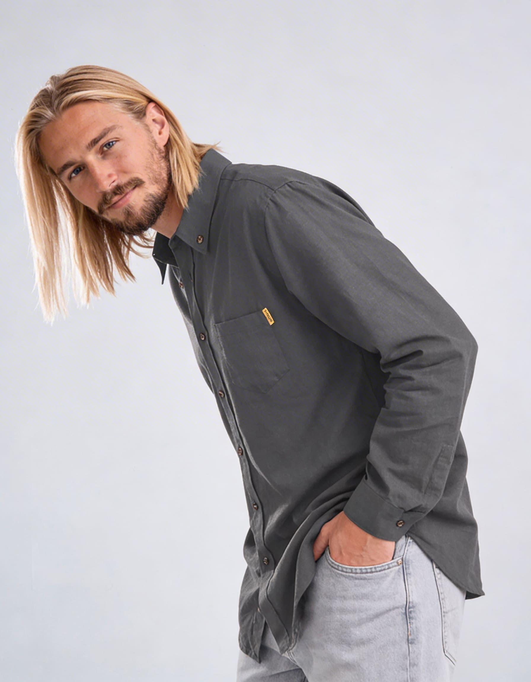 Camisa Hombre Solid Gris Oscuro-4