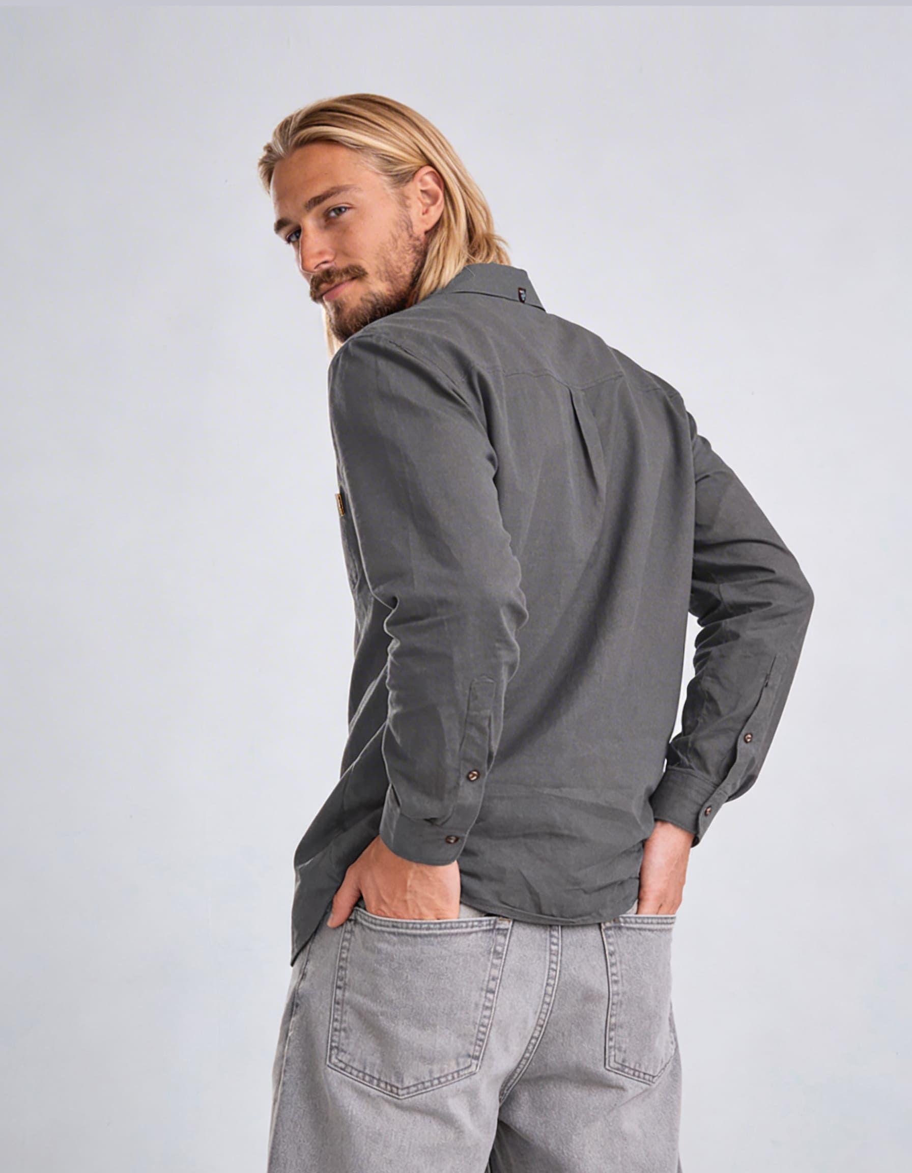 Camisa Hombre Solid Gris Oscuro-5