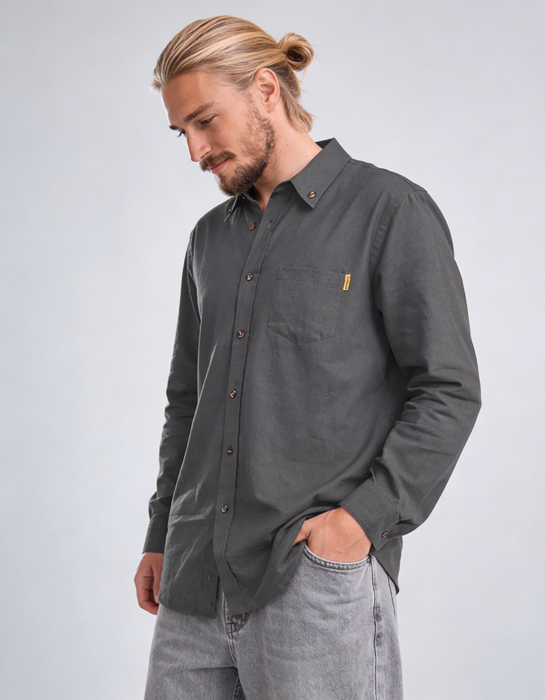 Camisa Hombre Solid Gris Oscuro-6