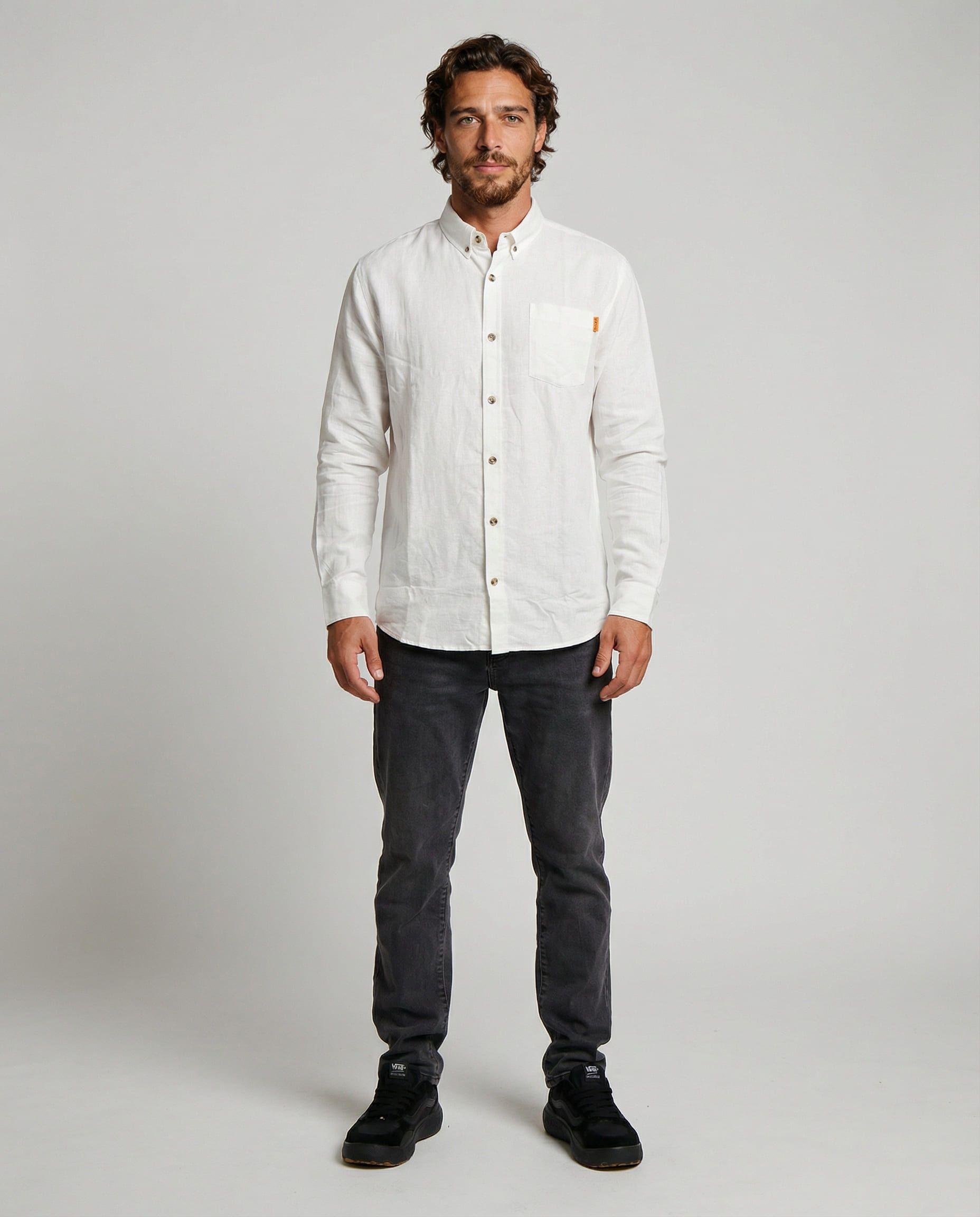 Camisa Hombre Solid Blanco-1
