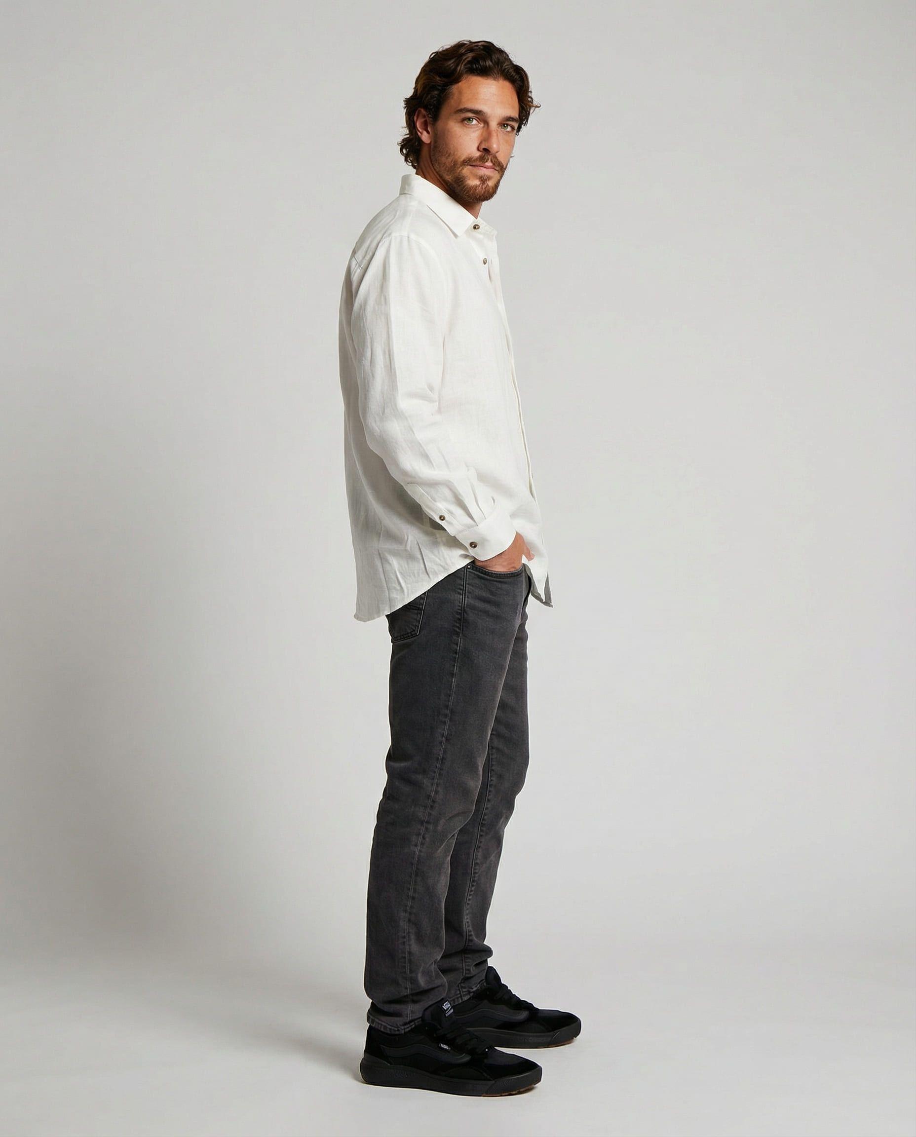 Camisa Hombre Solid Blanco-5