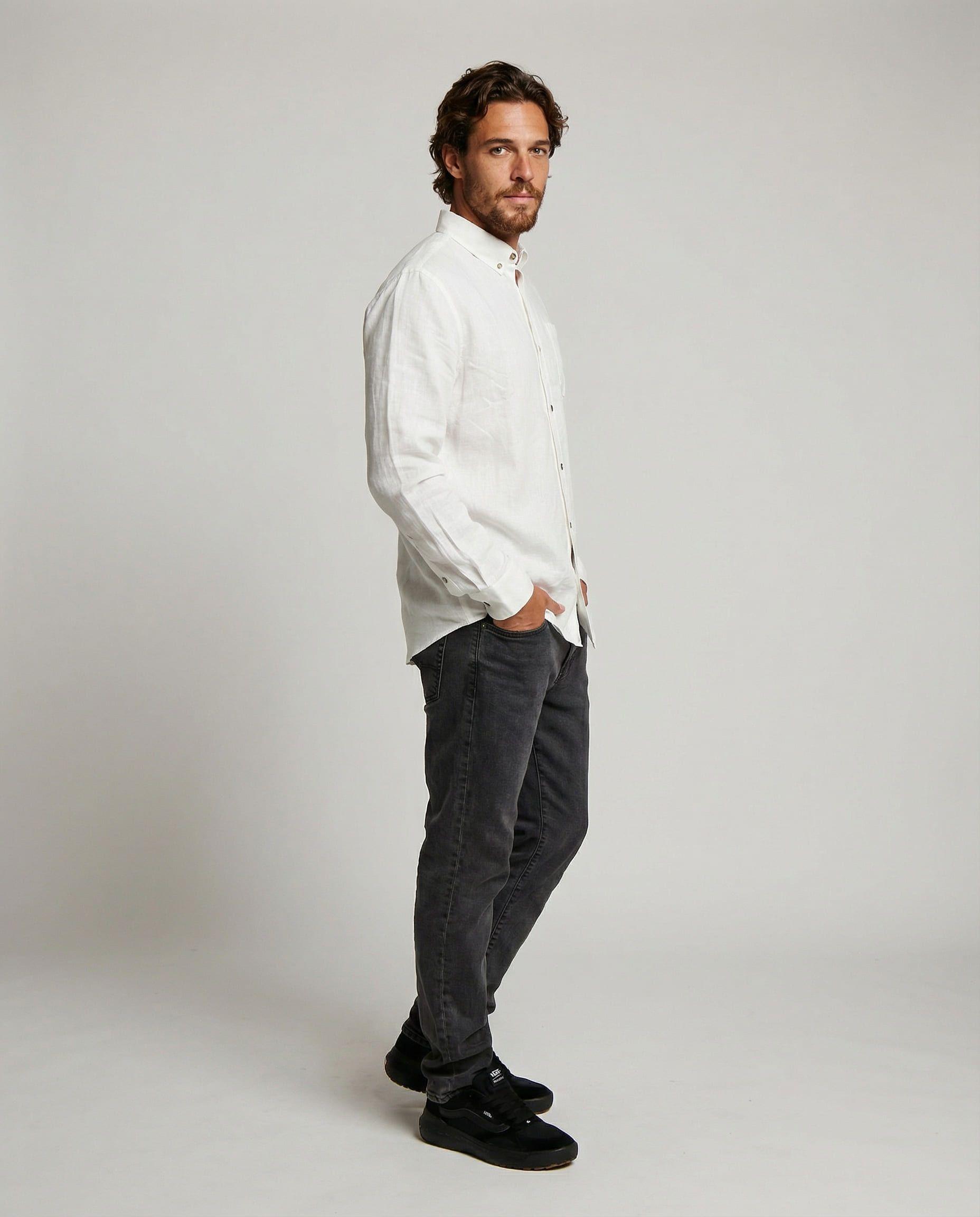 Camisa Hombre Solid Blanco-6