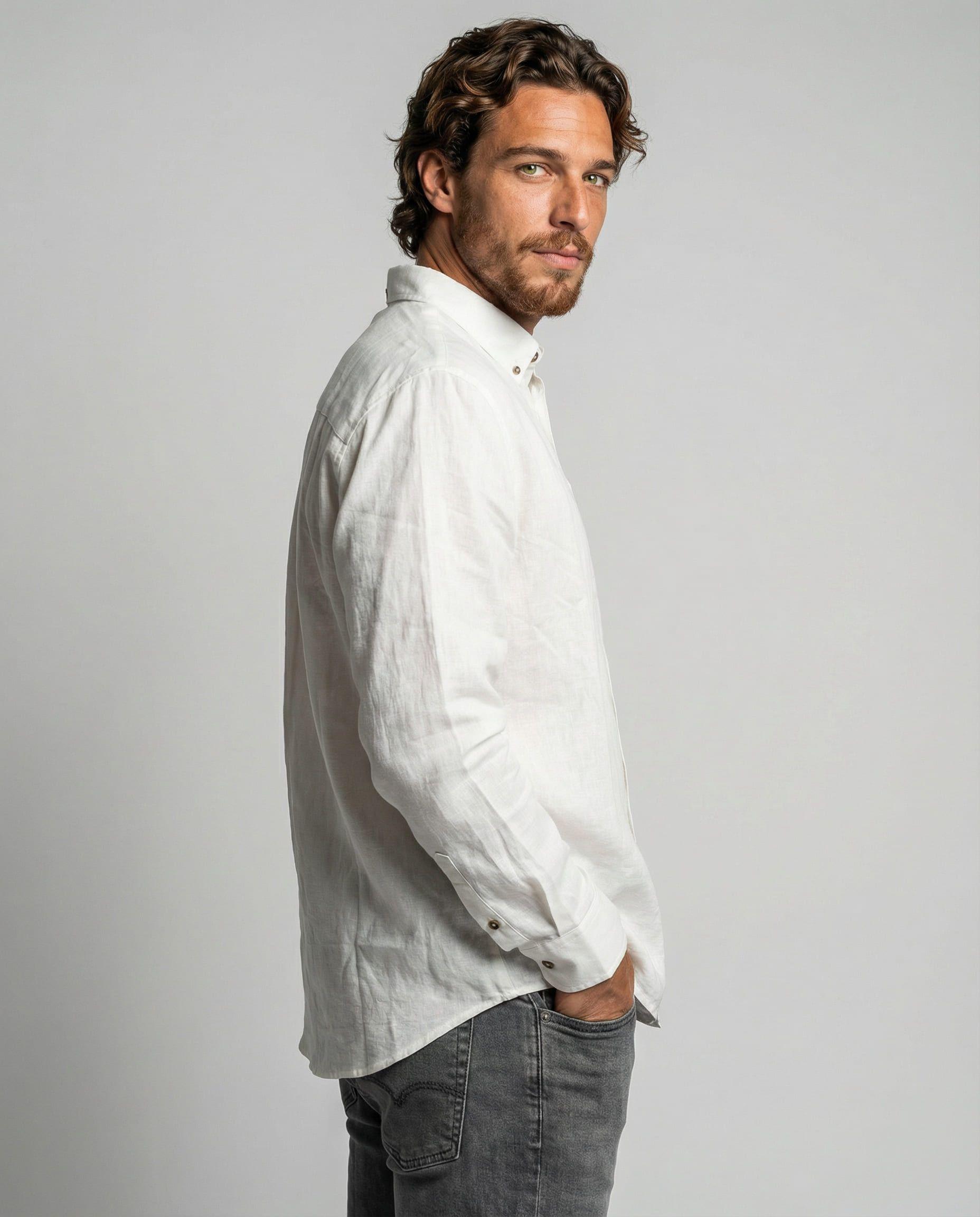 Camisa Hombre Solid Blanco-7