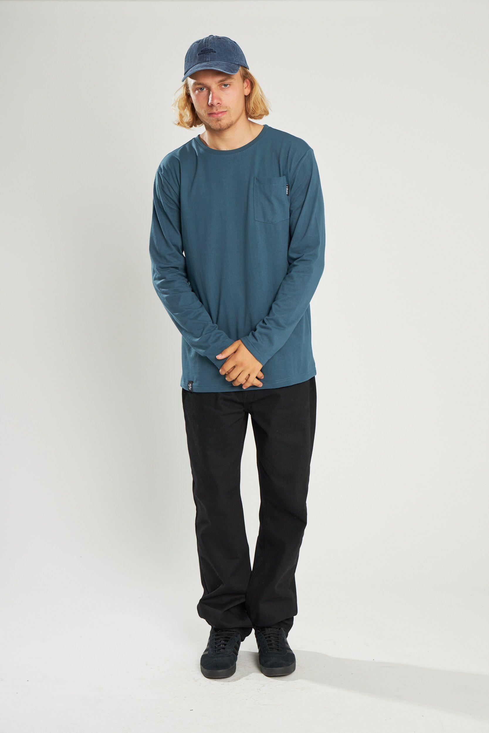 Polera ML Bolsillo Azul-0