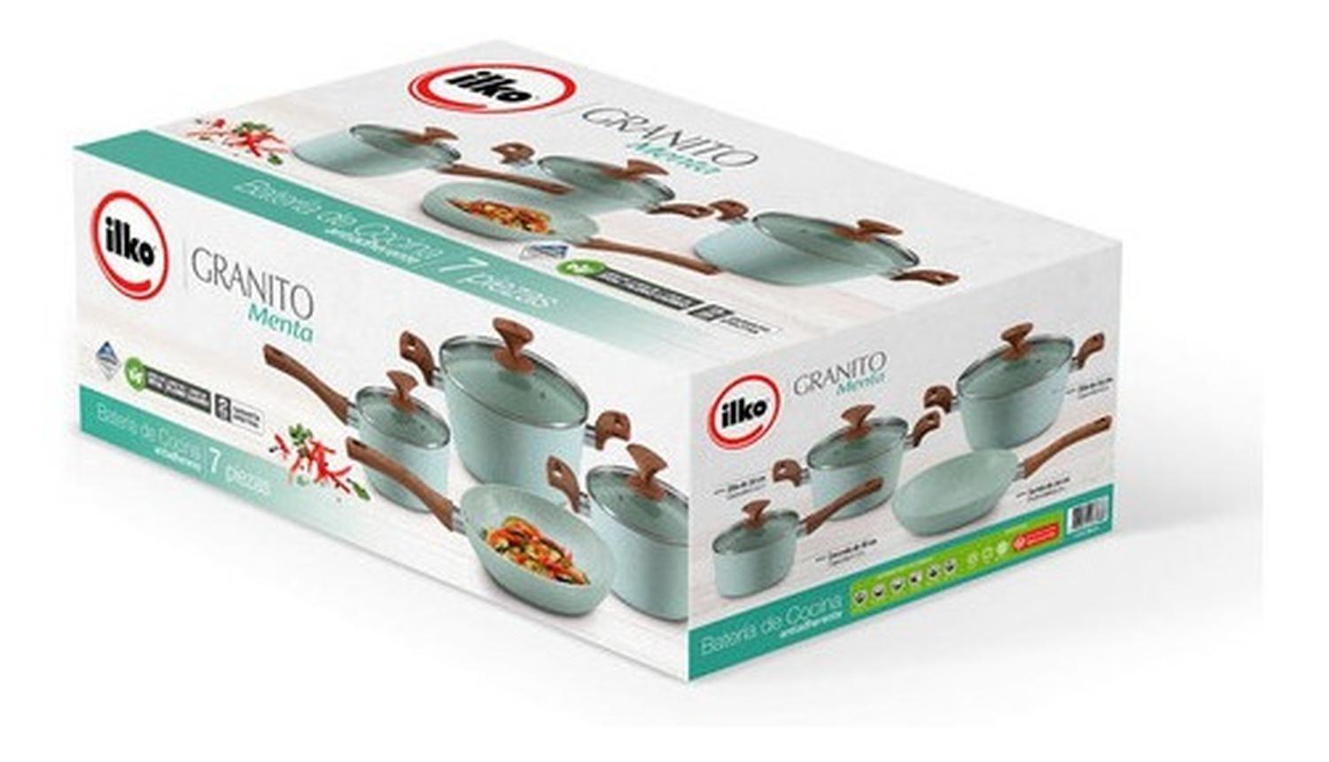 Bateria Ceramica 7 Piezas Granito Menta Ilko-4