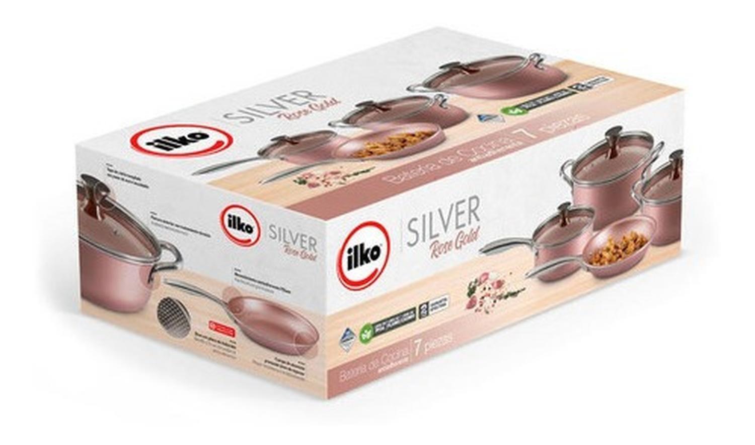 Bateria Antiadherente 7 Piezas Silver Rose Gold Ilko-5