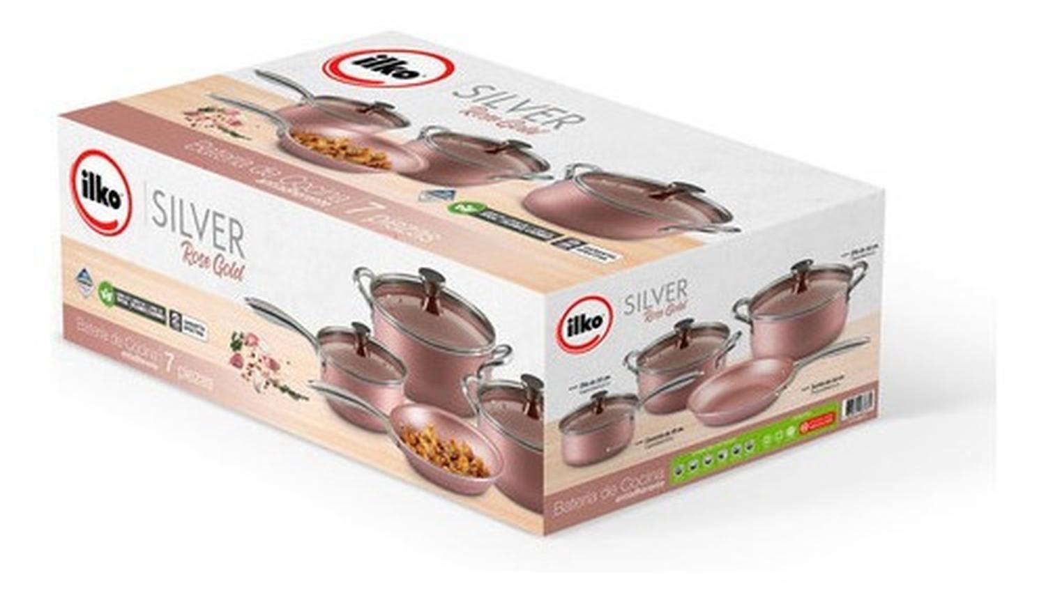 Bateria Antiadherente 7 Piezas Silver Rose Gold Ilko-6
