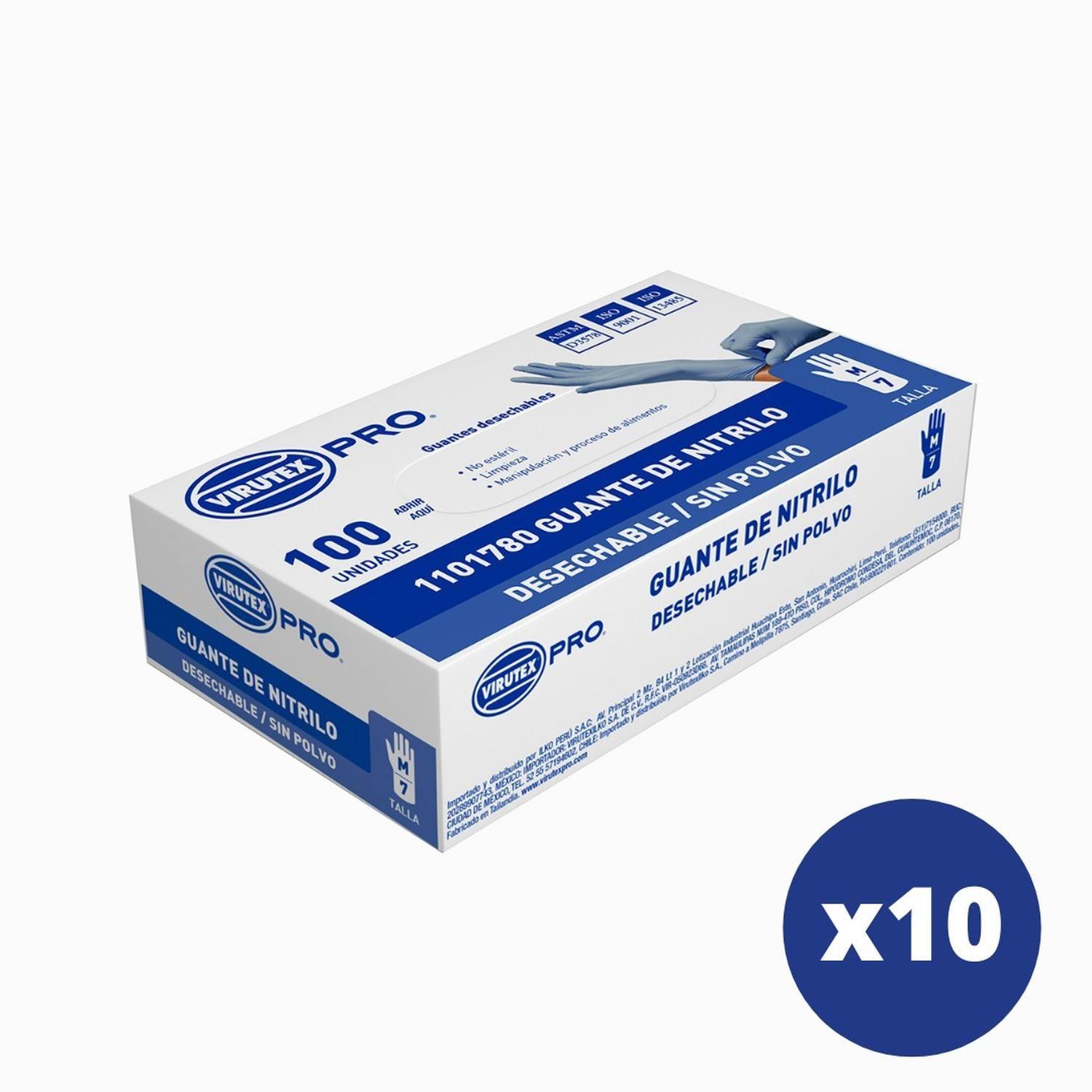 Caja 10 Display De Guante Desechable Nitrilo S/polvo Azul M-0