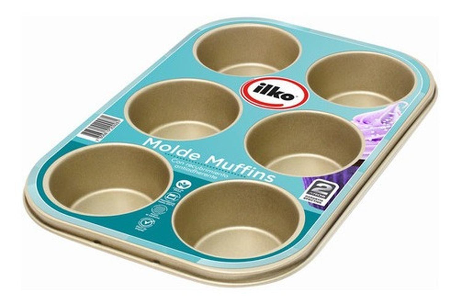 Molde Muffin 6 Un Antiadherente Gold Ilko-0