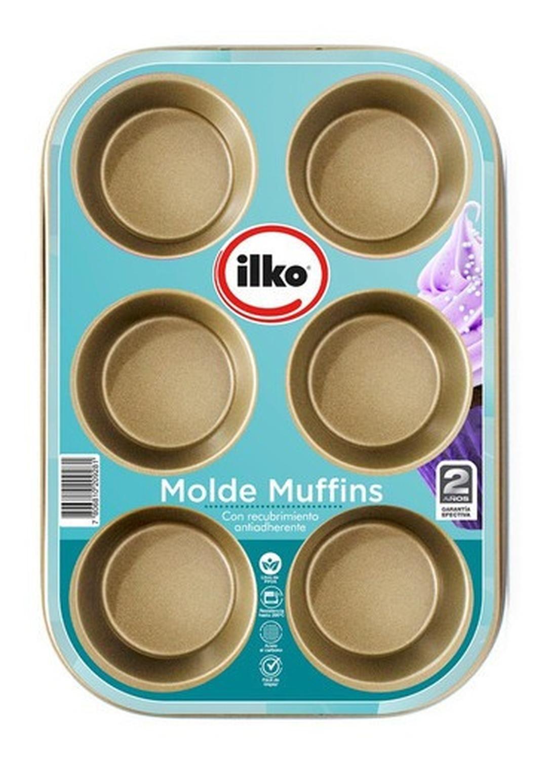 Molde Muffin 6 Un Antiadherente Gold Ilko-3