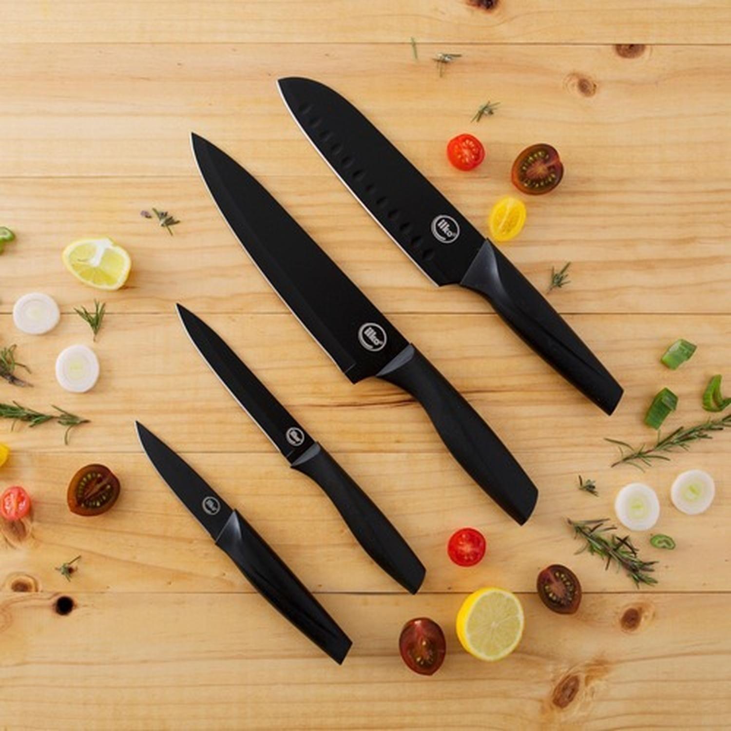 Cuchillo Santoku 18 Cm Acero Inoxidable Nero Ilko-4