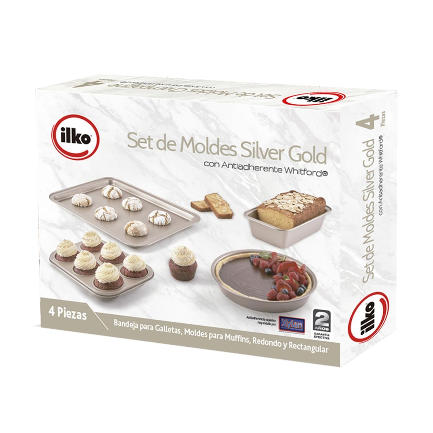 SET 4 MOLDES ANTIADHERENTES SILVER GOLD-5